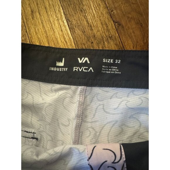 NEW RVCA Mens Mid-Length 19" Boardshorts Size 32 Abstract Wave Print Black Pink - Picture 3 of 5